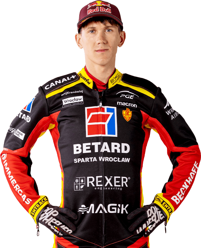 Żużlowiec Maciej Janowski w kevlarze Sparty Wrocław