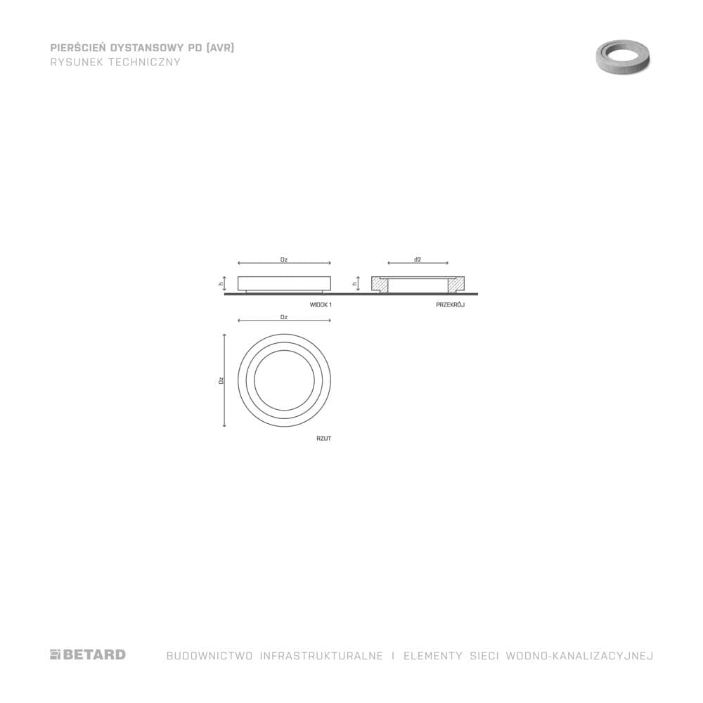 Pierścień dystansowy PD (AVR) - rzut