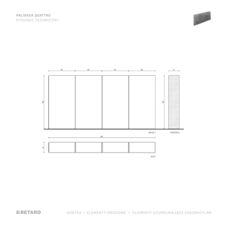 Rysunek betonowej palisady Quattro