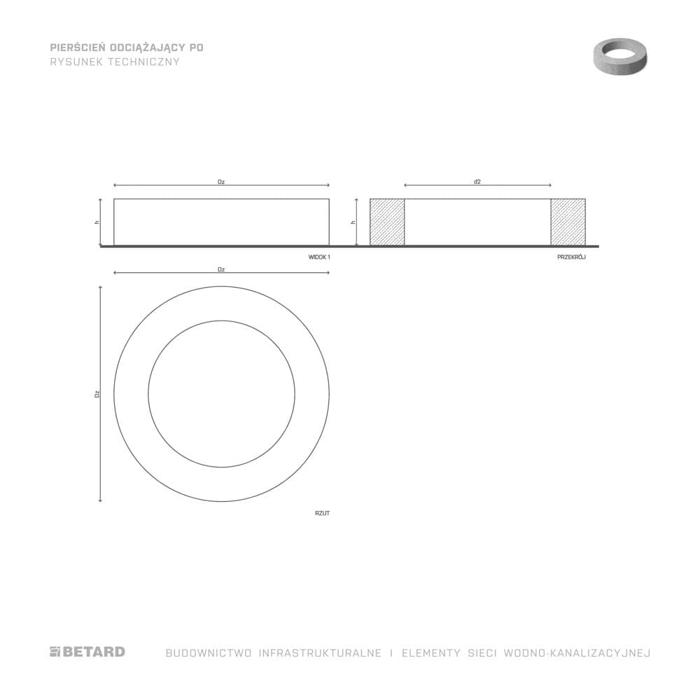 Pierścień odciążający PO - rzut