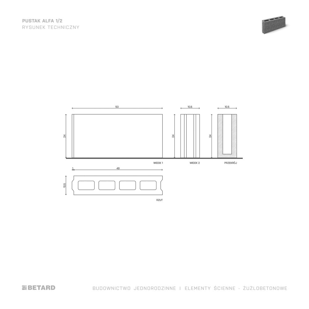  Pustak Alfa 1/2 żużlobetonowy rzut