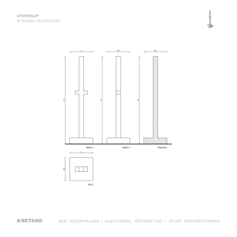 Stoposłup żelbetowy - rzut