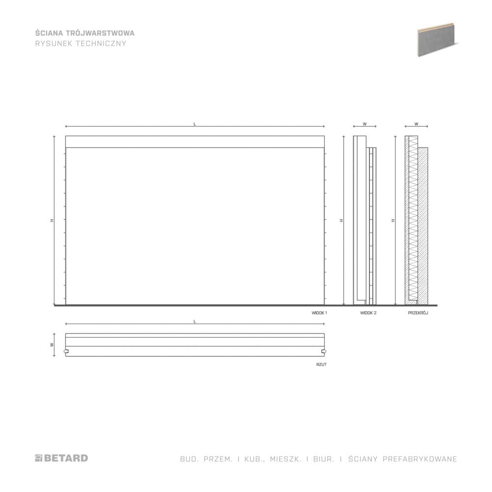 Ściana trójwarstwowa - rzut