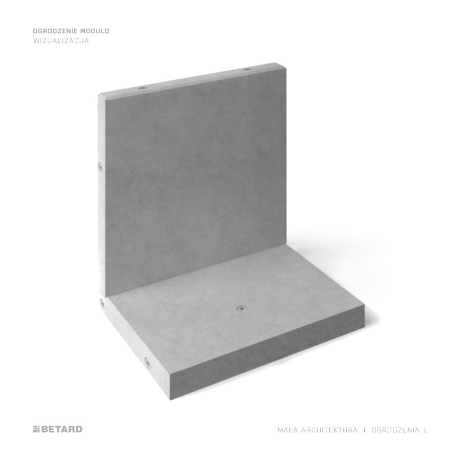 Wizualizacja betonowego Ogrodzenia Modulo w kształcie ścian oporowych L