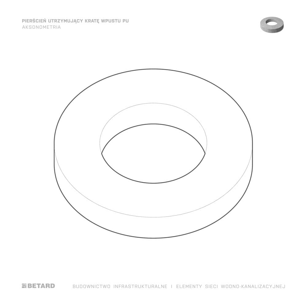 Pierścień utrzymujący kratę wpustu - aksonometria