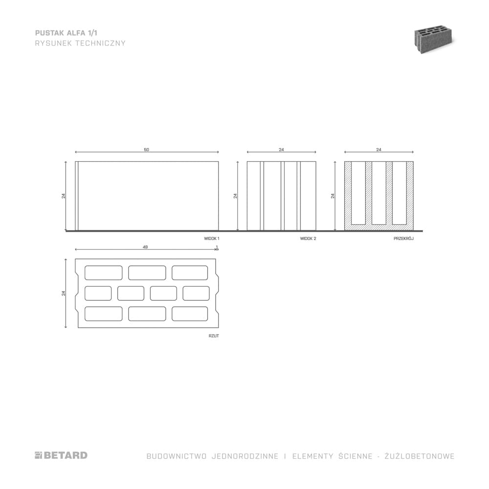  Pustak Alfa 1/1 żużlobetonowy rzut