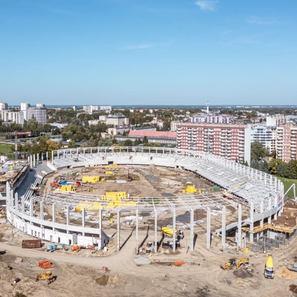 Centrum Lekkiej Atletyki Rzeszow - konstrukcja z prefabrykatów betonowych