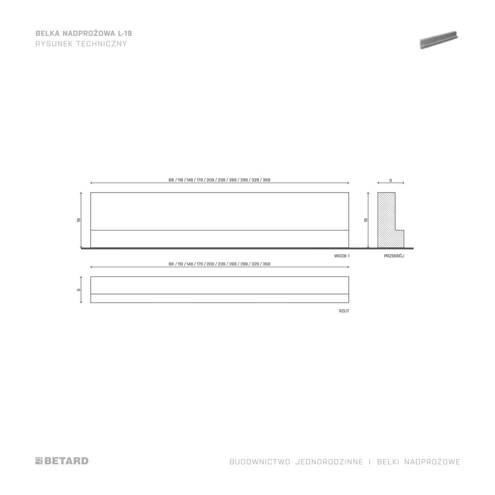 Belka nadprożowa L-19 rzut