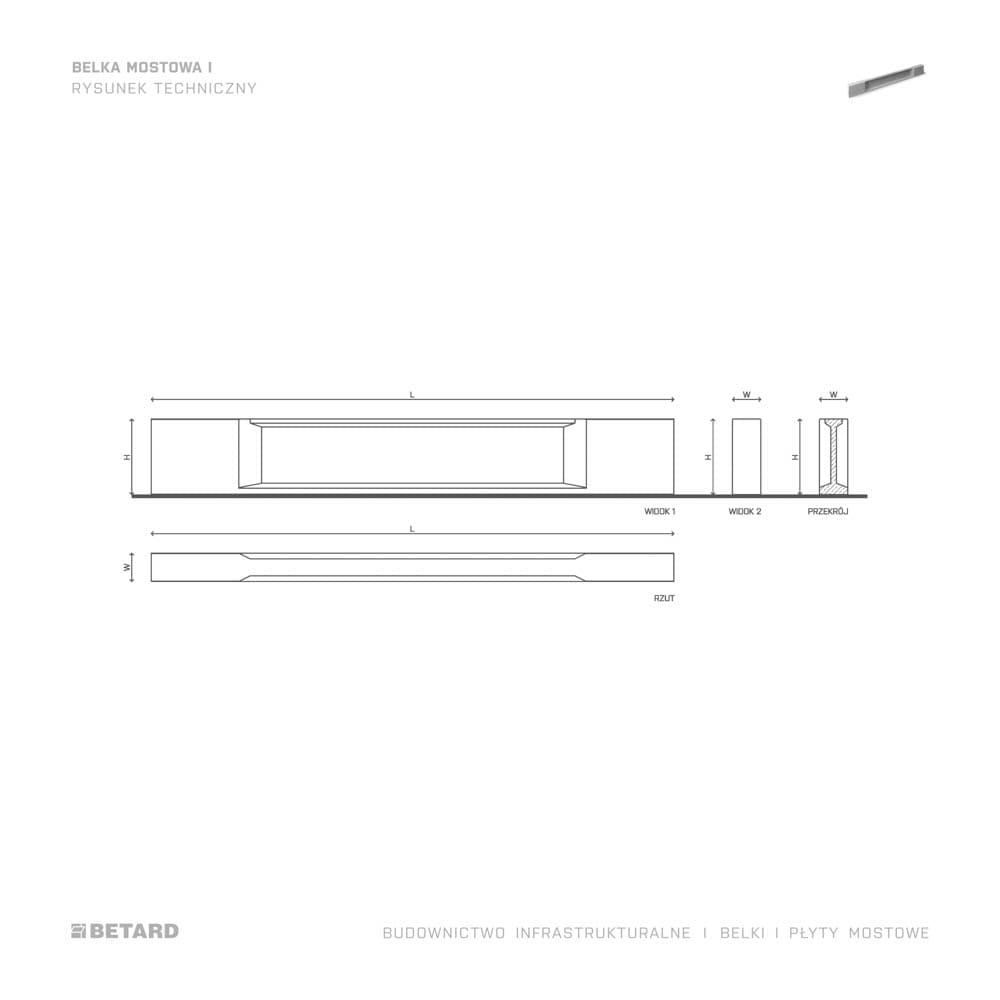 Belka mostowa typu I - rzut