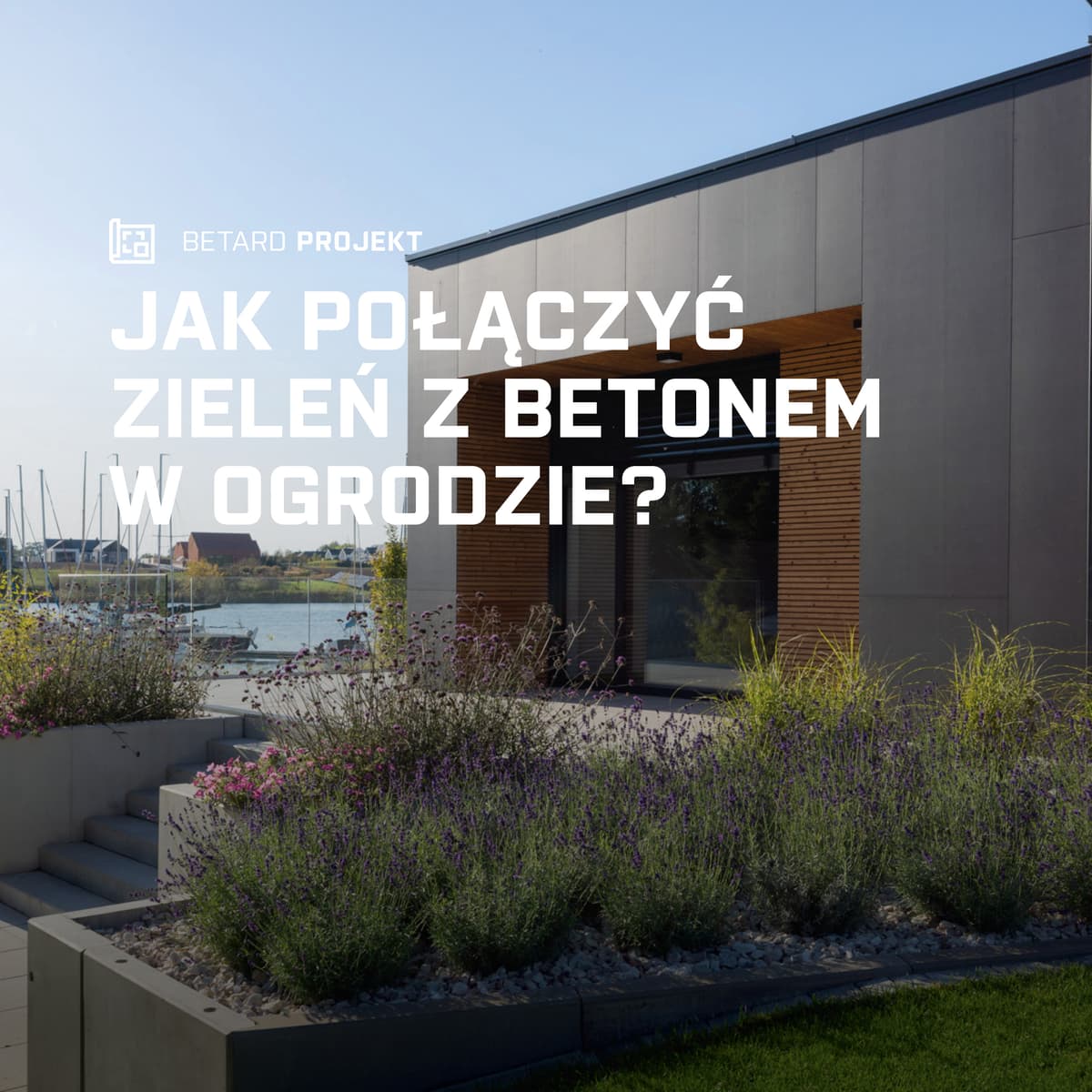 Taras z widokiem na wodę, zabudowany kwietnikami ze ścian oporowych