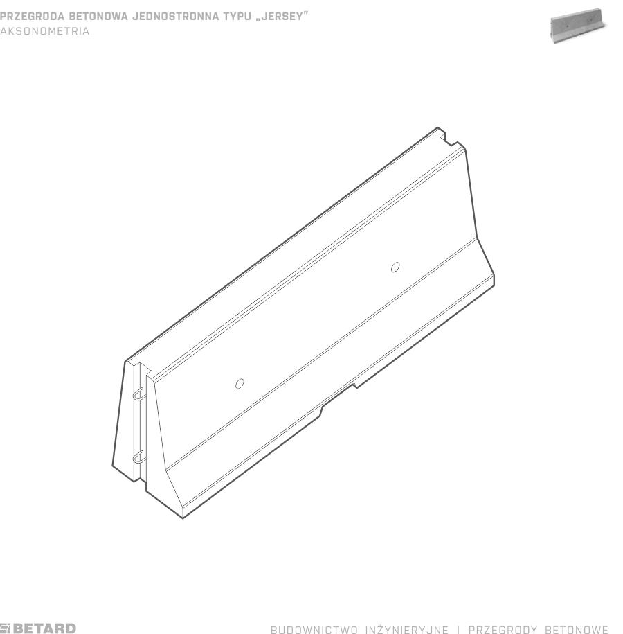 Przegroda betonowa typu "Jersey - jednostronna - akso