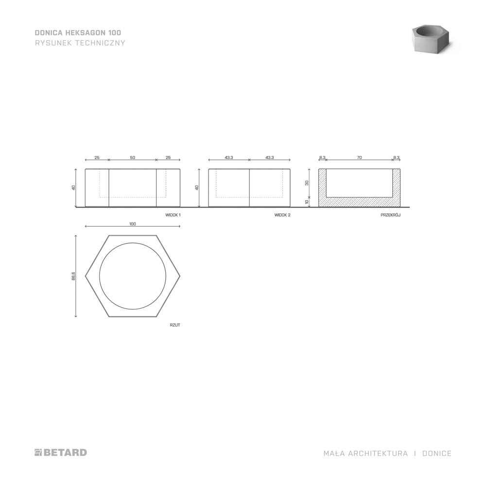 Betonowa Donica Heksagon 100 rzut produktu
