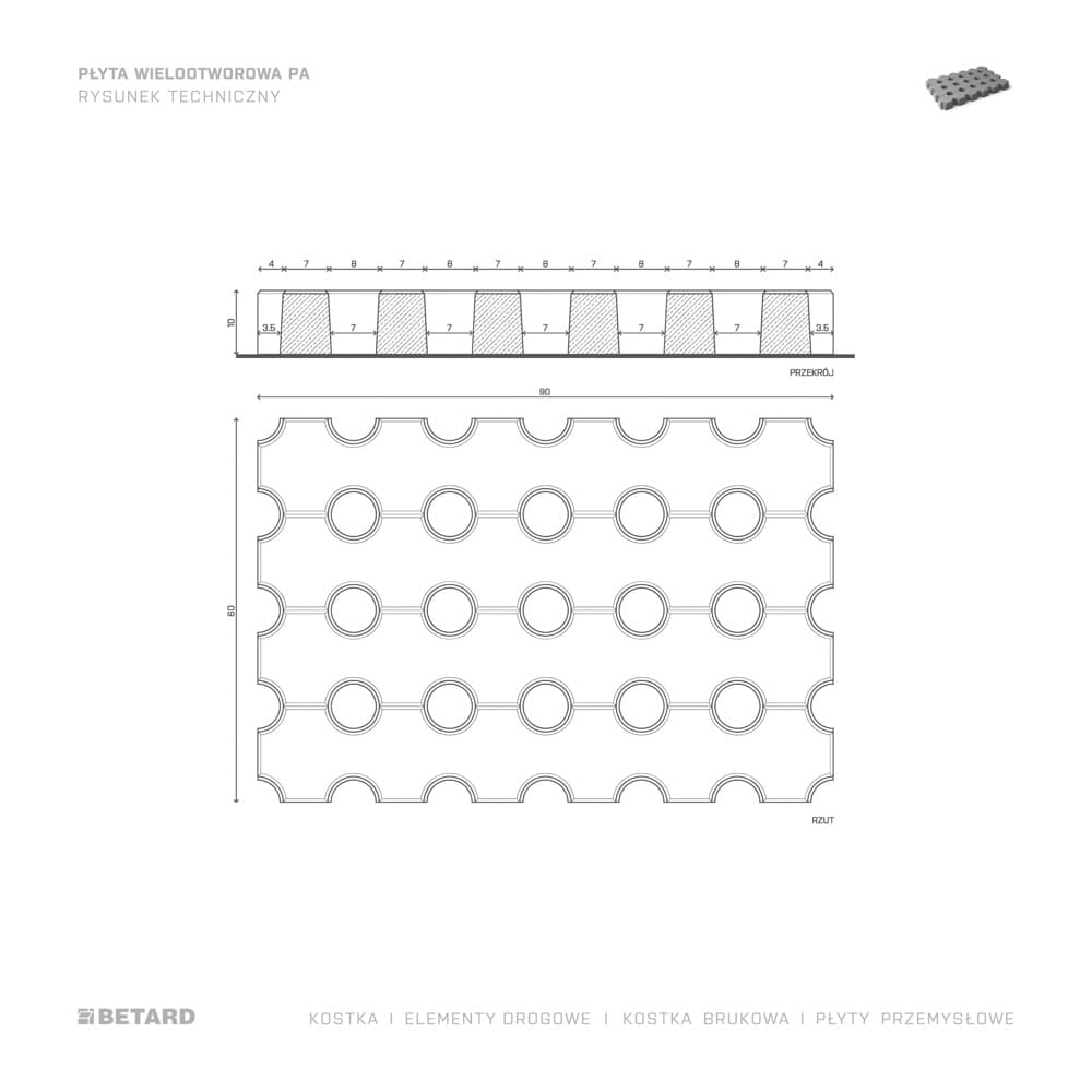 Płyta wielootworowa PA rzut produktu
