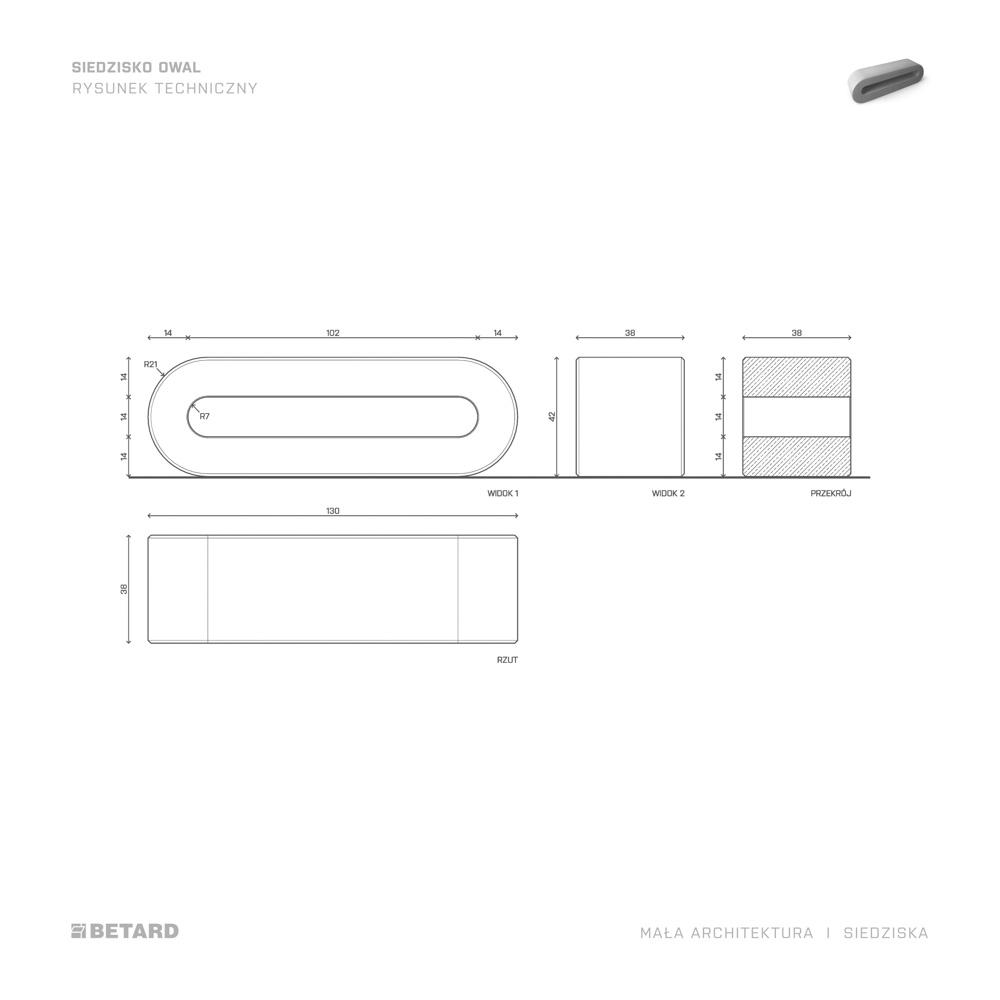 Betonowe Siedzisko Owal rzut produktu