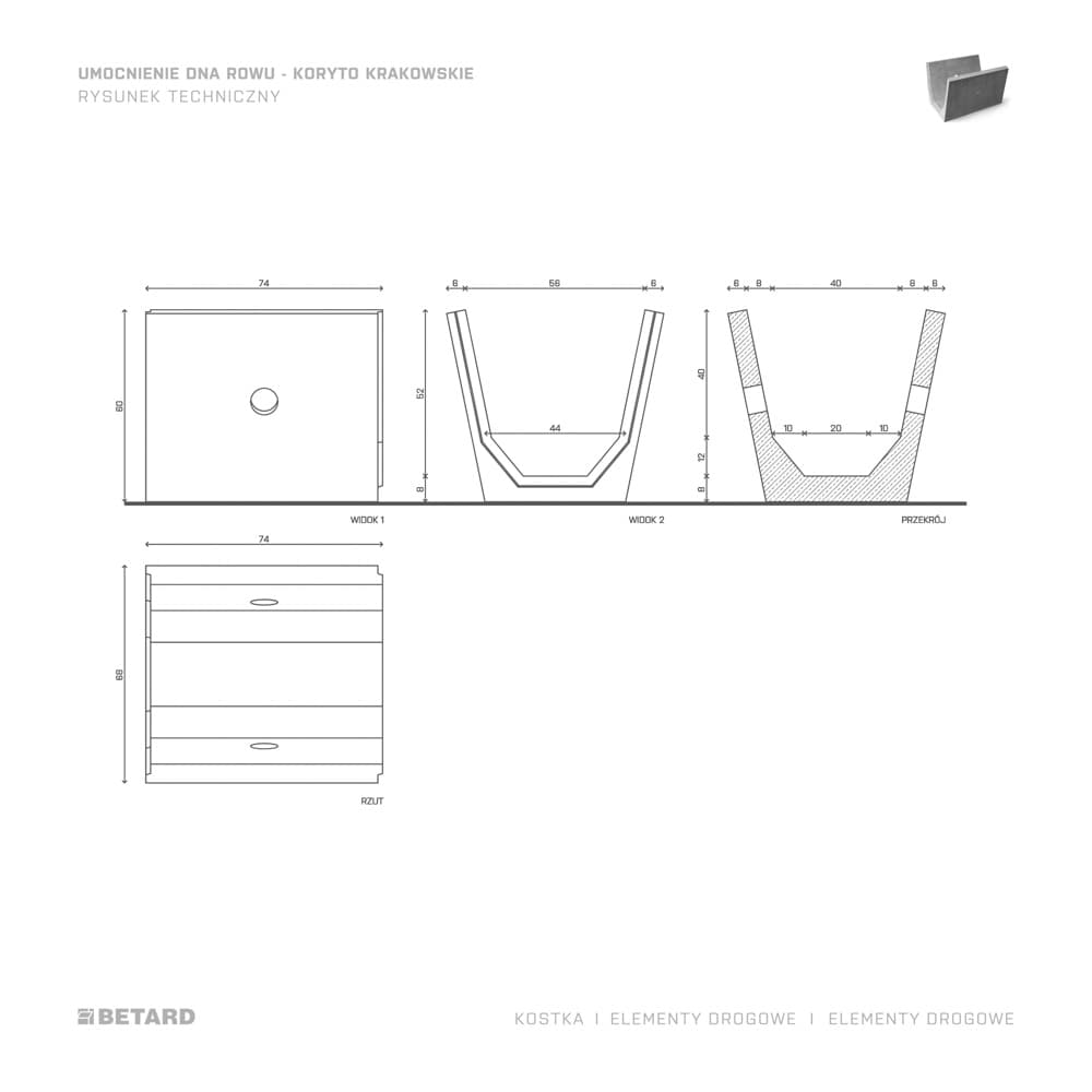 Umocnienie dna rowu koryto krakowskie rzut produktu