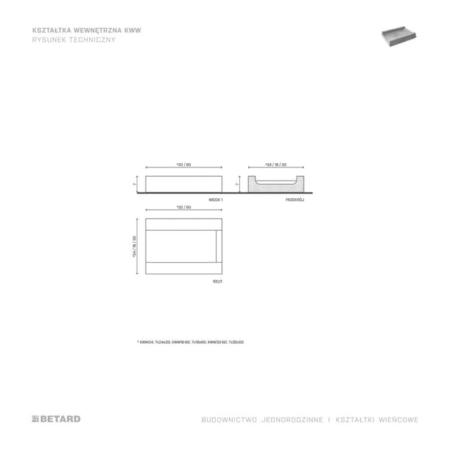 Kształtka wewnętrzna KWW rzut