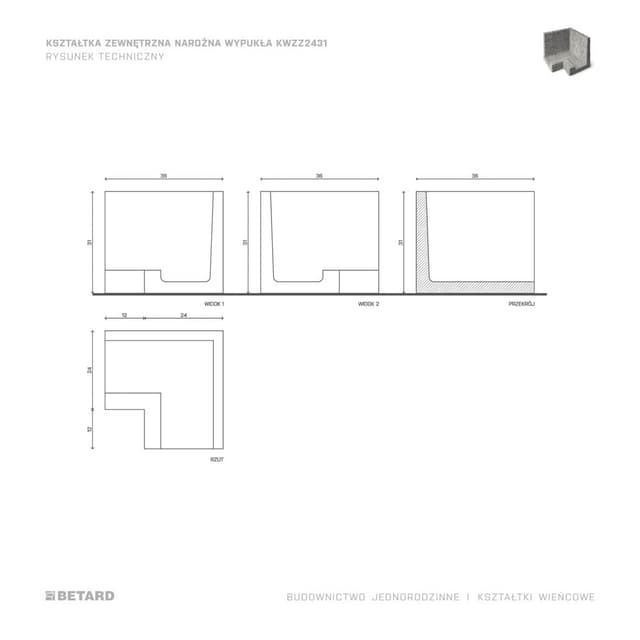 Kształtka zewnętrzna narożna wypukła rzut