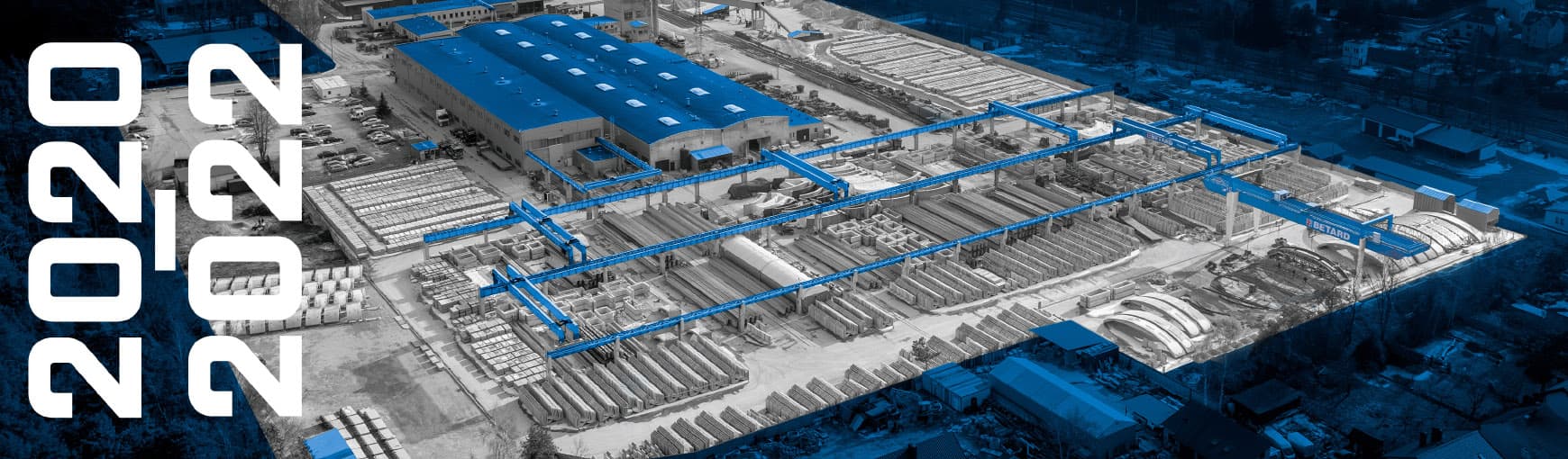 Grafika prezentująca zakład produkcyjny Betard w Kielcach, ujęcie z drona