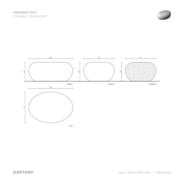 Betonowe Siedzisko Pufa rzut produktu