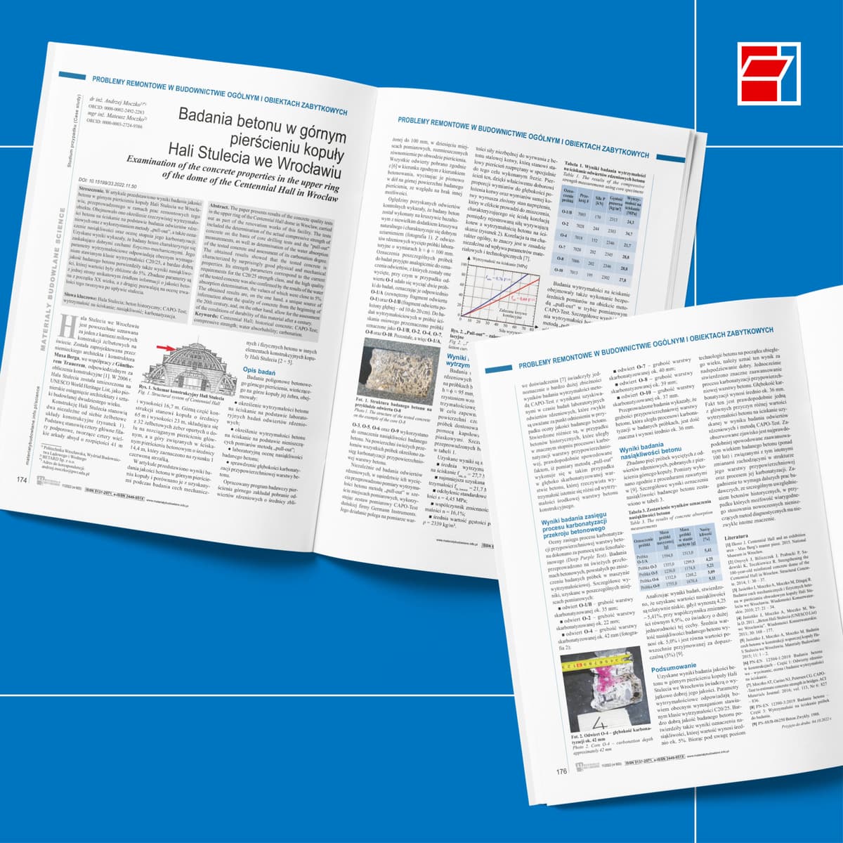 Badania betonu w górnym pierścieniu kopuły Hali Stulecia we Wrocławiu