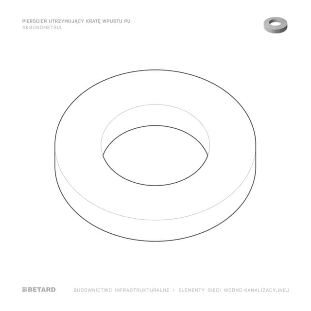 Pierścień utrzymujący kratę wpustu - aksonometria