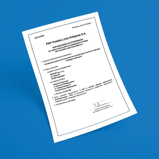 Dopuszczenie do stosowania fundamentów palowych na liniach kolejowych zarządzanych przez PKP Polski Linie Kolejowe S.A.