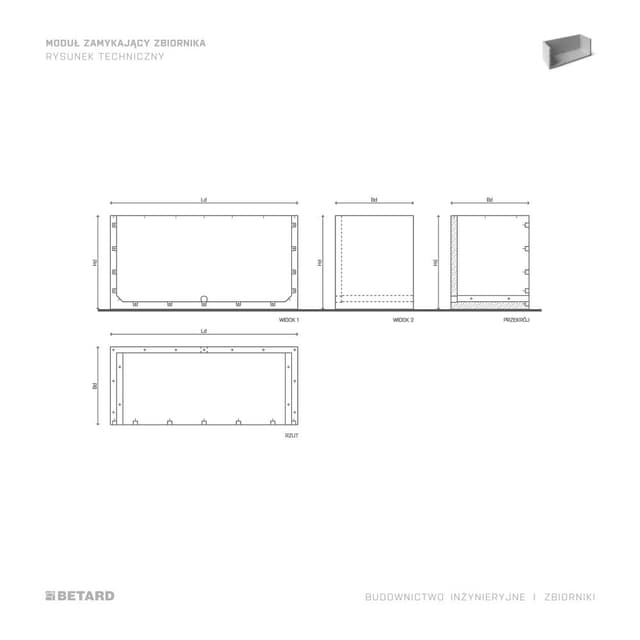 Zbiorniki modułowe - moduł zamykający - rzut