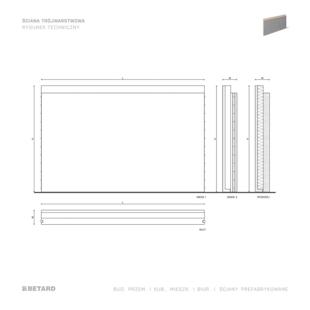 Ściana trójwarstwowa - rzut