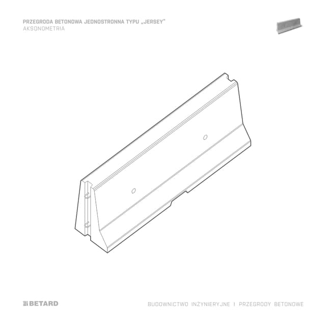 Przegroda betonowa typu "Jersey - jednostronna - akso