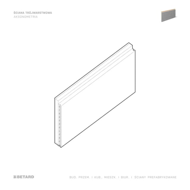 Ściana trójwarstwowa - aksonometria