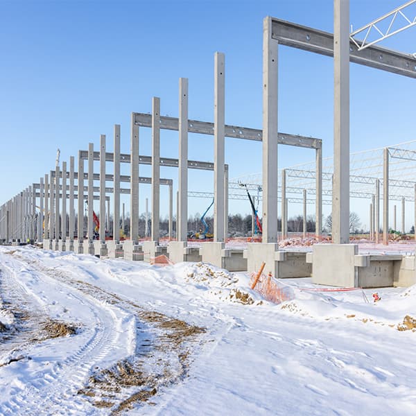 Konstrukcja prefabrykowana centrum logistycznego Hillwood & LCube Wrocław East - Dobrzykowice