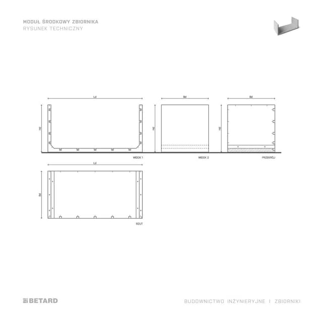 Zbiorniki modułowe - moduł środkowy - rzut