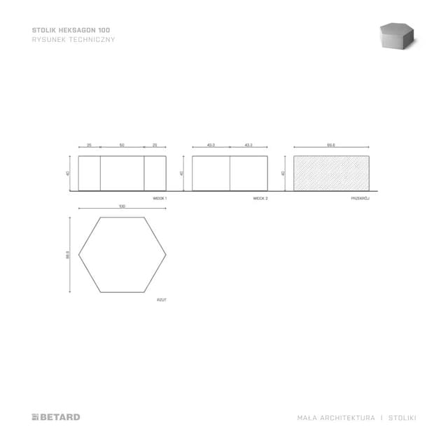 Betonowy Stolik Heksagon 100 rzut produktu