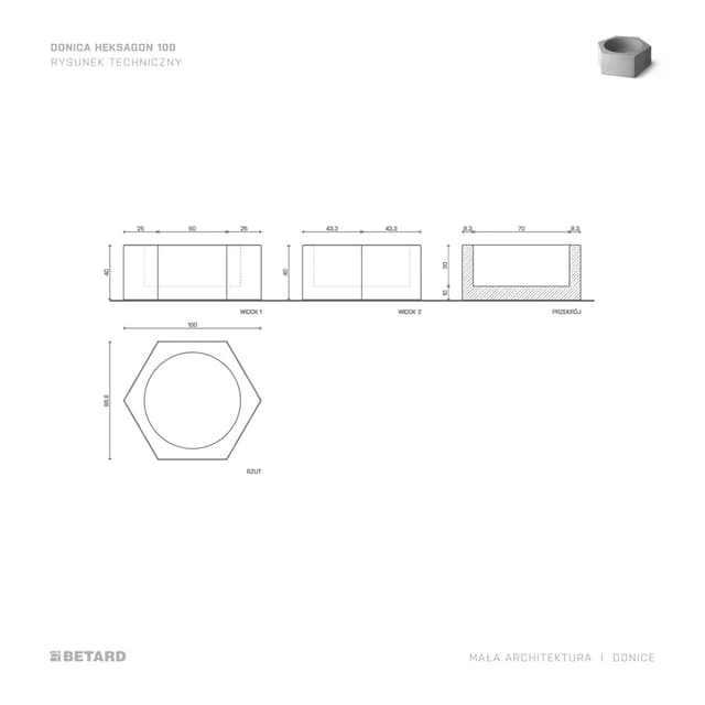 Betonowa Donica Heksagon 100 rzut produktu