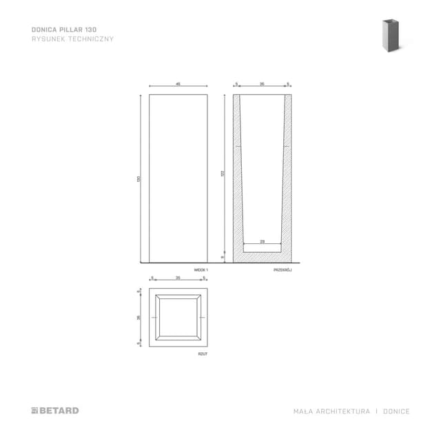 Betonowa Donica Pillar rzut produktu