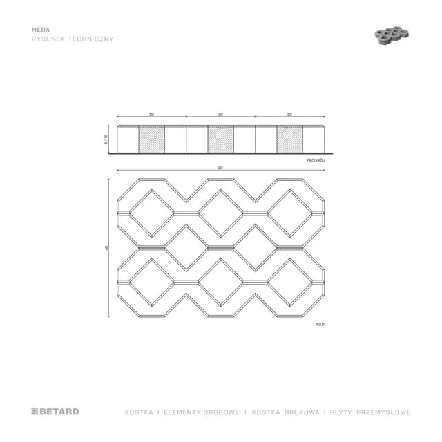 Ażurowa płyta Meba rzut