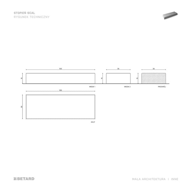 Betonowy stopień schodowy Scal rzut produktu