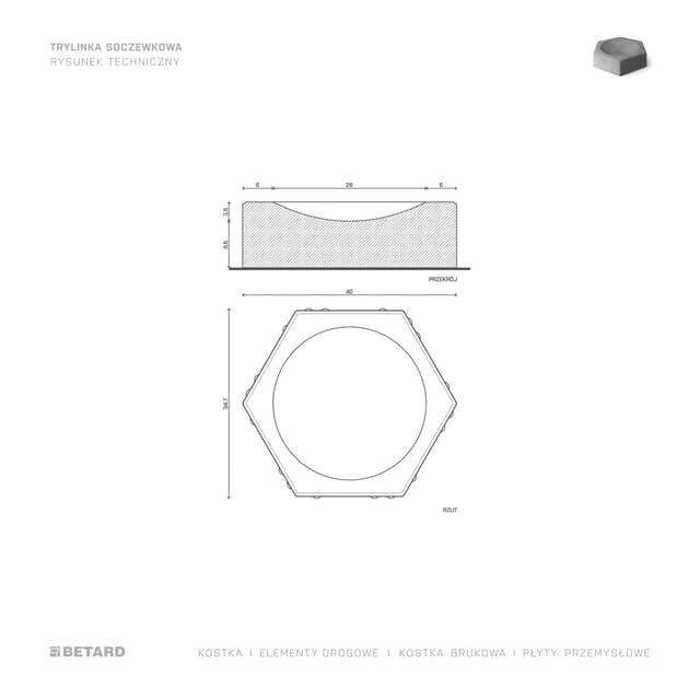 Kostka brukowa Trylinka soczewkowa rzut produktu