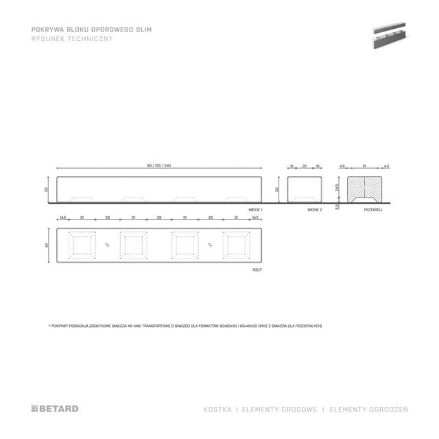 Pokrywa bloku oporowego Slim rzut produktu